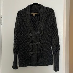 Dark gray 100% merino wool cardigan
